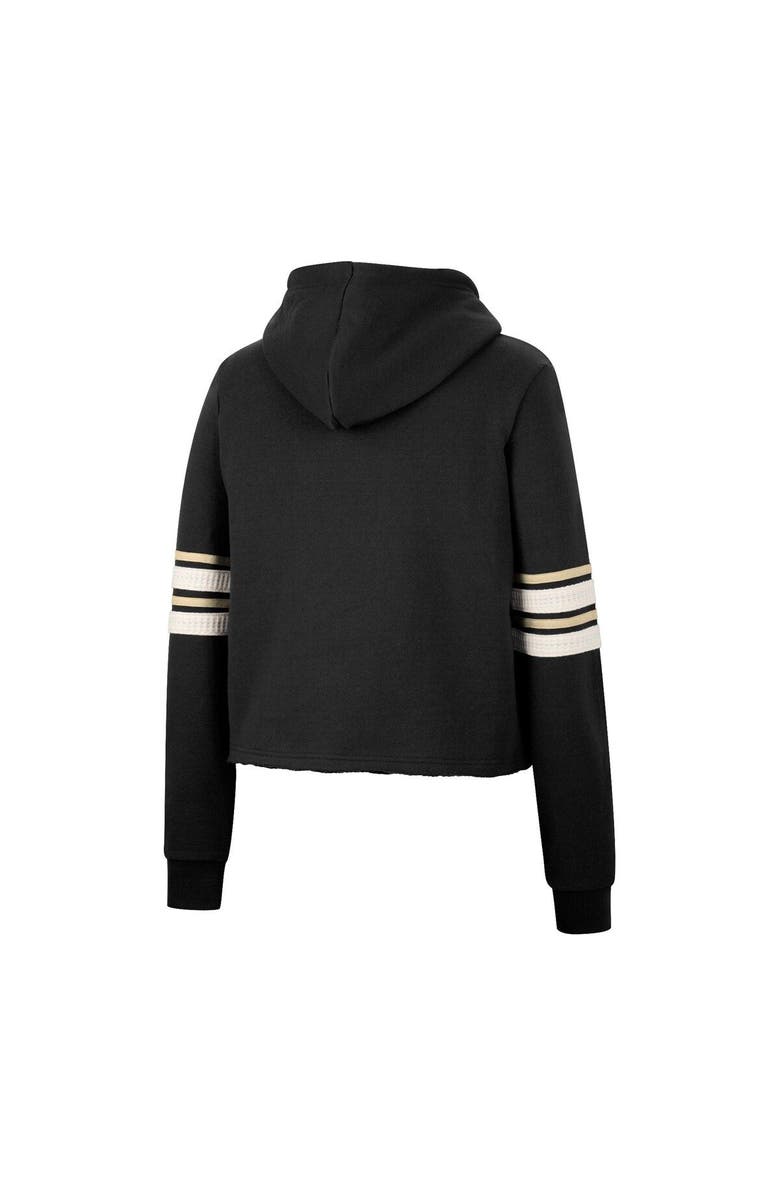 COLOSSEUM Women's Colosseum Black Purdue Boilermakers Retro Cropped Pullover Hoodie, Alternate, color, 