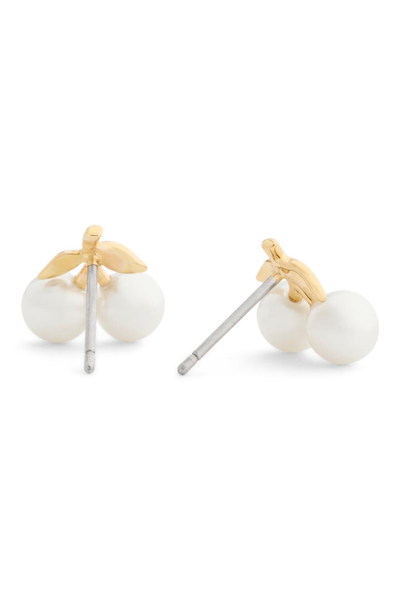 Faux Pearl Cherry Stud Earrings, Alternate, color, PEARL