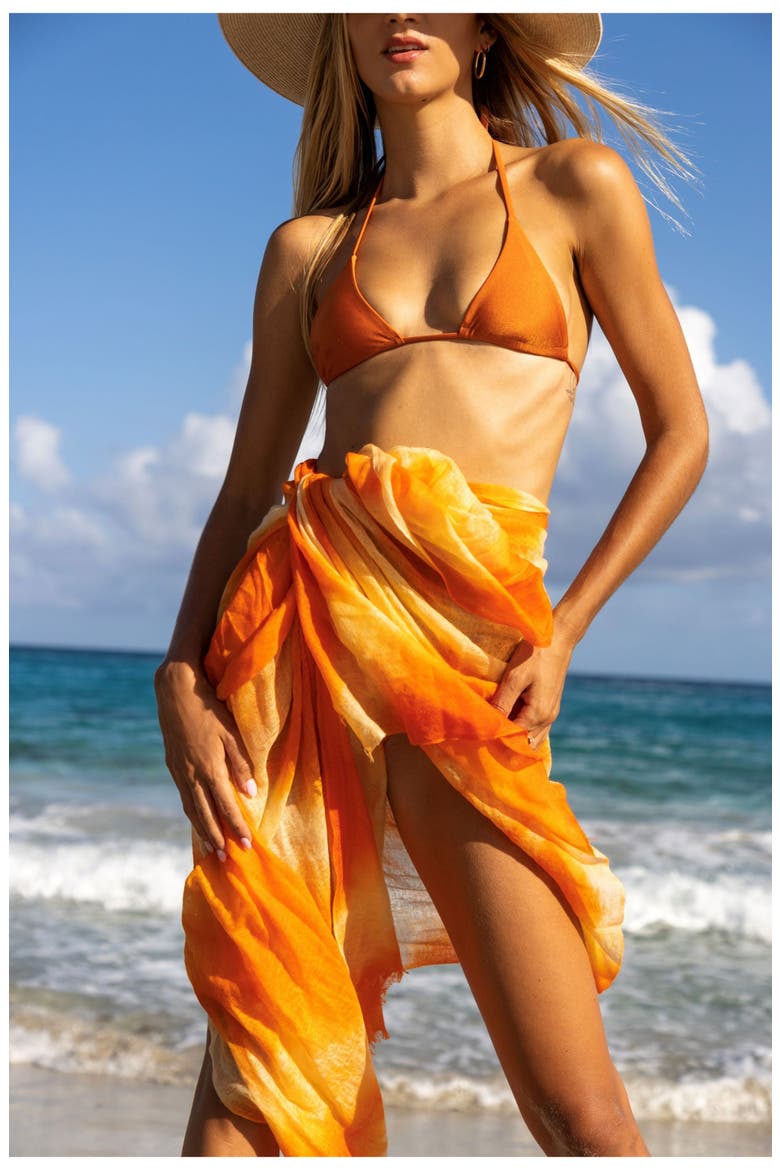 Cashmere Dip Dye Shawl, Alternate, color, Fiery Sunset