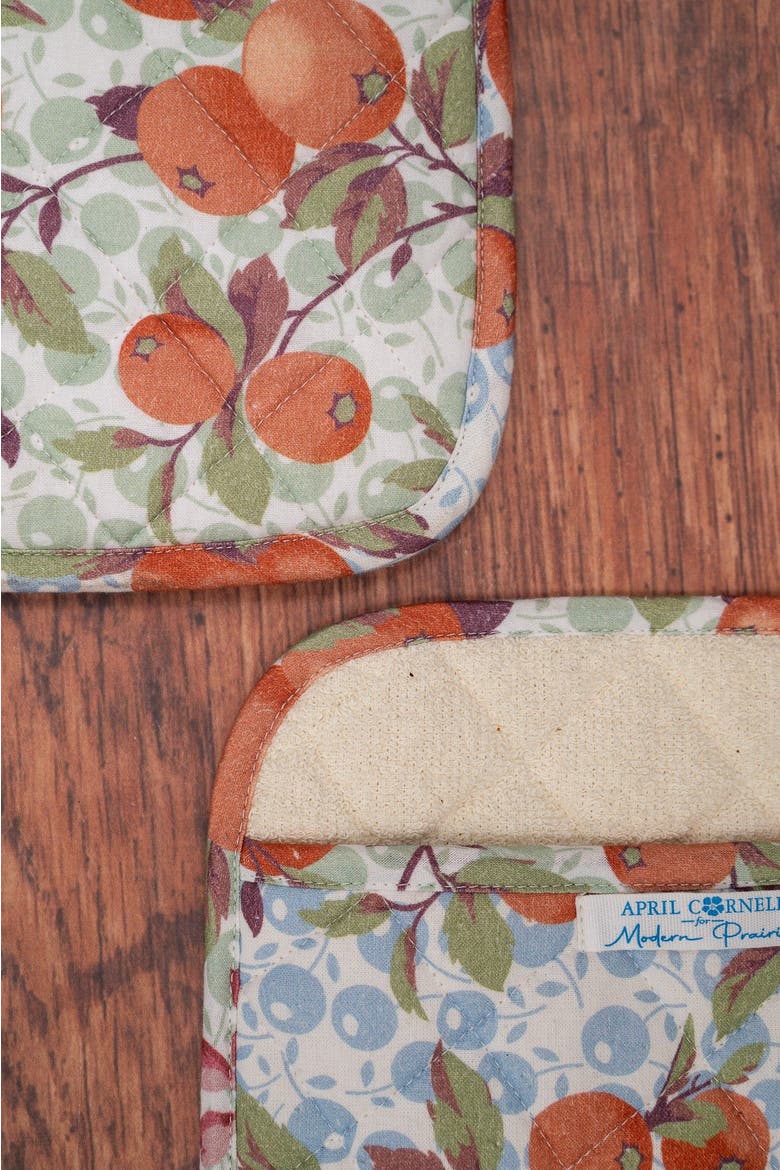 Orange Blossom Terry Potholders, Set of 2, Alternate, color, Orange