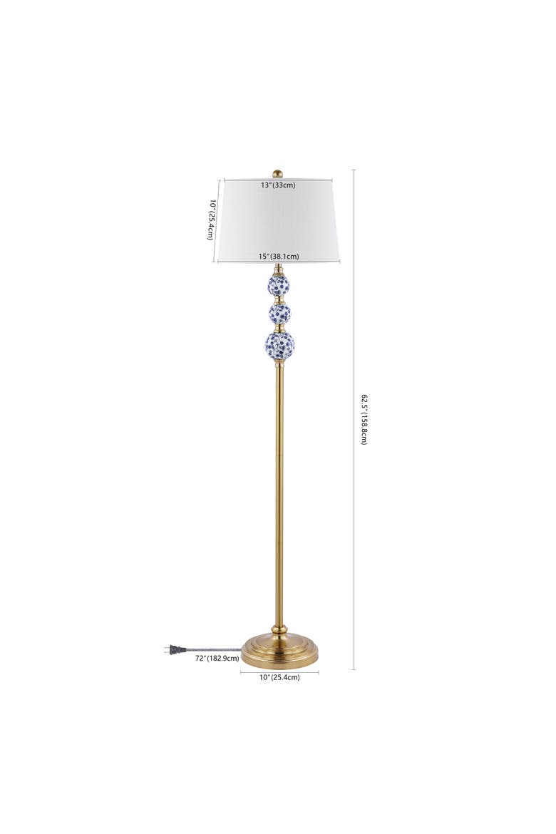 Tavira Classic Midcentury Iron LED Floor Lamp, Alternate, color, Brass Gold/Blue