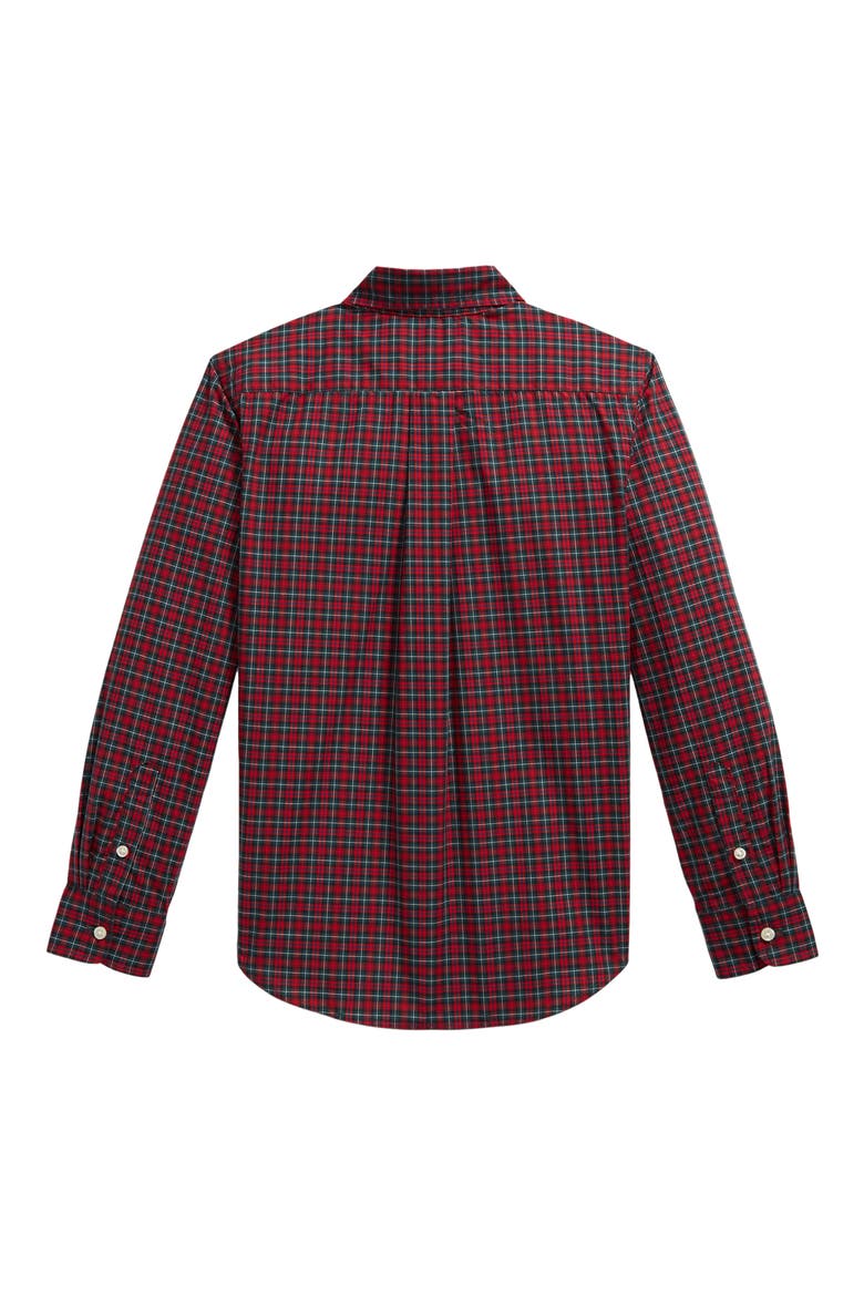 Kids' Plaid Long Sleeve Poplin Shirt, Alternate, color, RED GREEN MULTI
