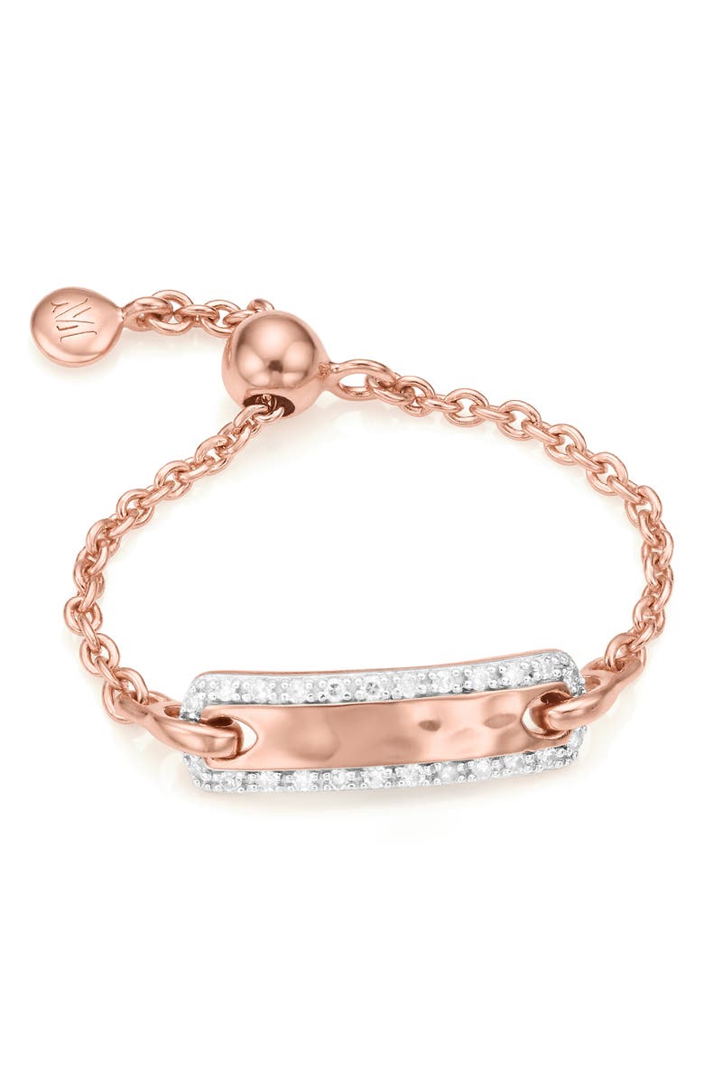 Monica Vinader Havana Bar Friendship Chain Ring, Main, color, Rose Gold/ Diamond