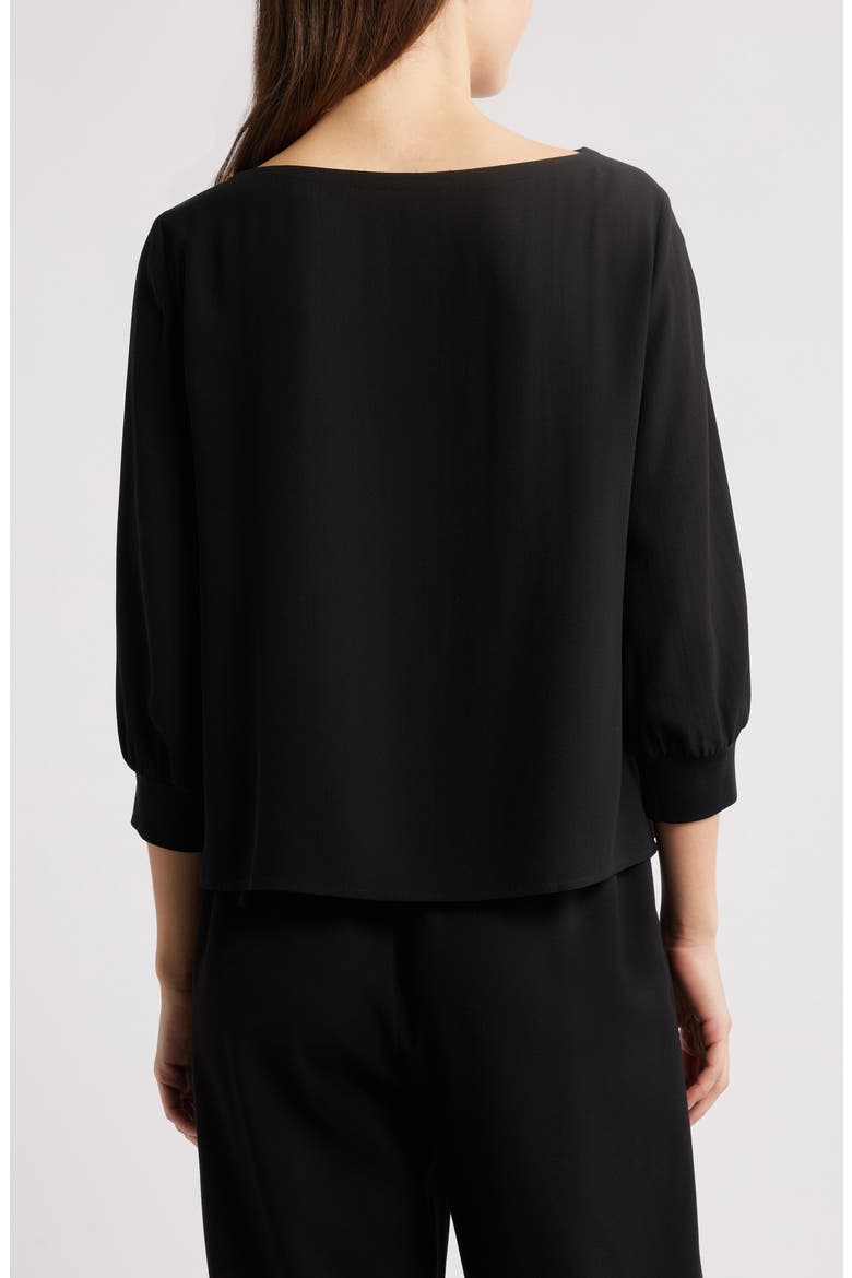 Bateau Neck Silk Top, Alternate, color, BLACK