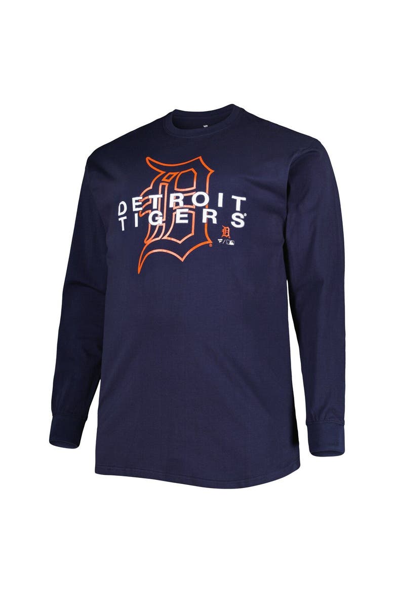 Men's Navy Detroit Tigers Big & Tall Long Sleeve T-Shirt, Alternate, color, Navy