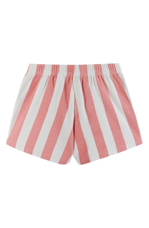 Andy & Evan Kids' Cherry Stripe Cotton Short Pajamas In White