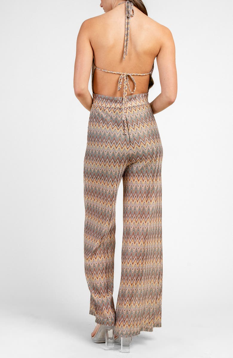 Beivy Halter Wide Leg Jumpsuit, Alternate, color, Chevron