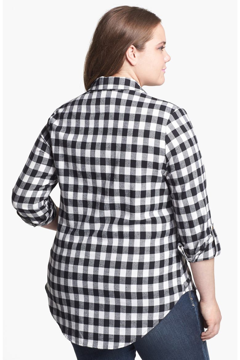 Studded Plaid Shirt, Alternate, color, BLACK