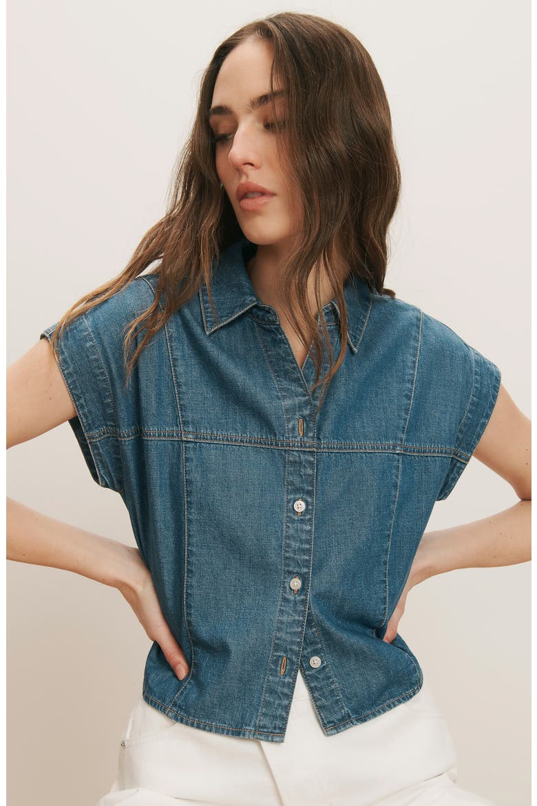 Nestor Denim Button-Up Shirt, Alternate, color, POOL PARTY