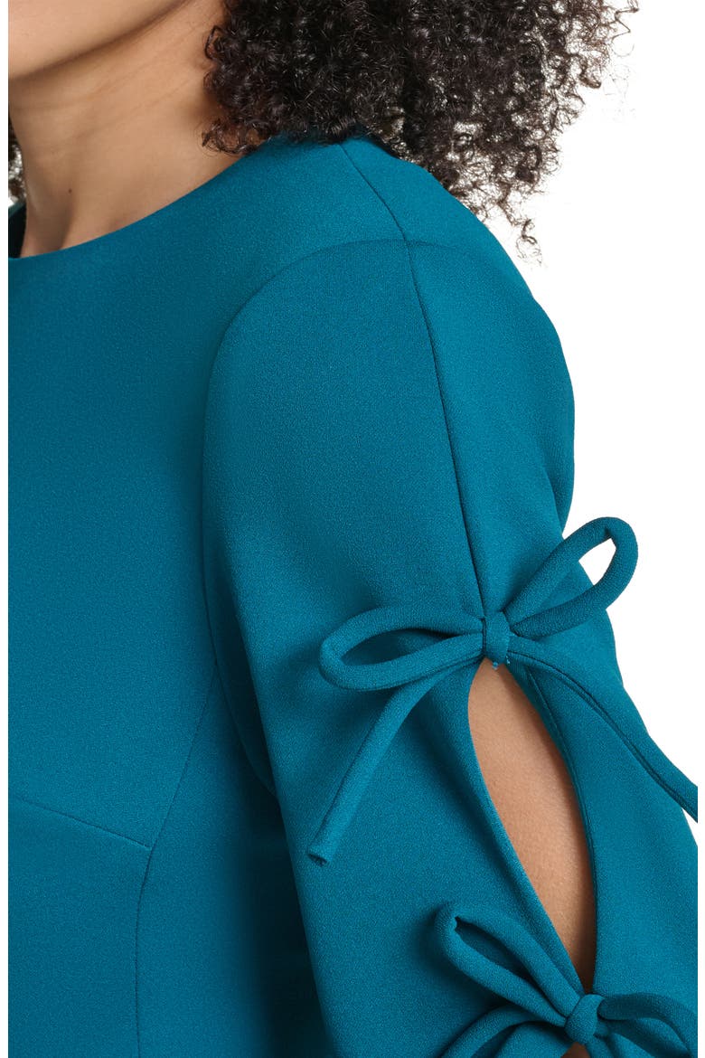 Bow Detail Long Sleeve Scuba Crepe Minidress, Alternate, color, GLASS TEAL