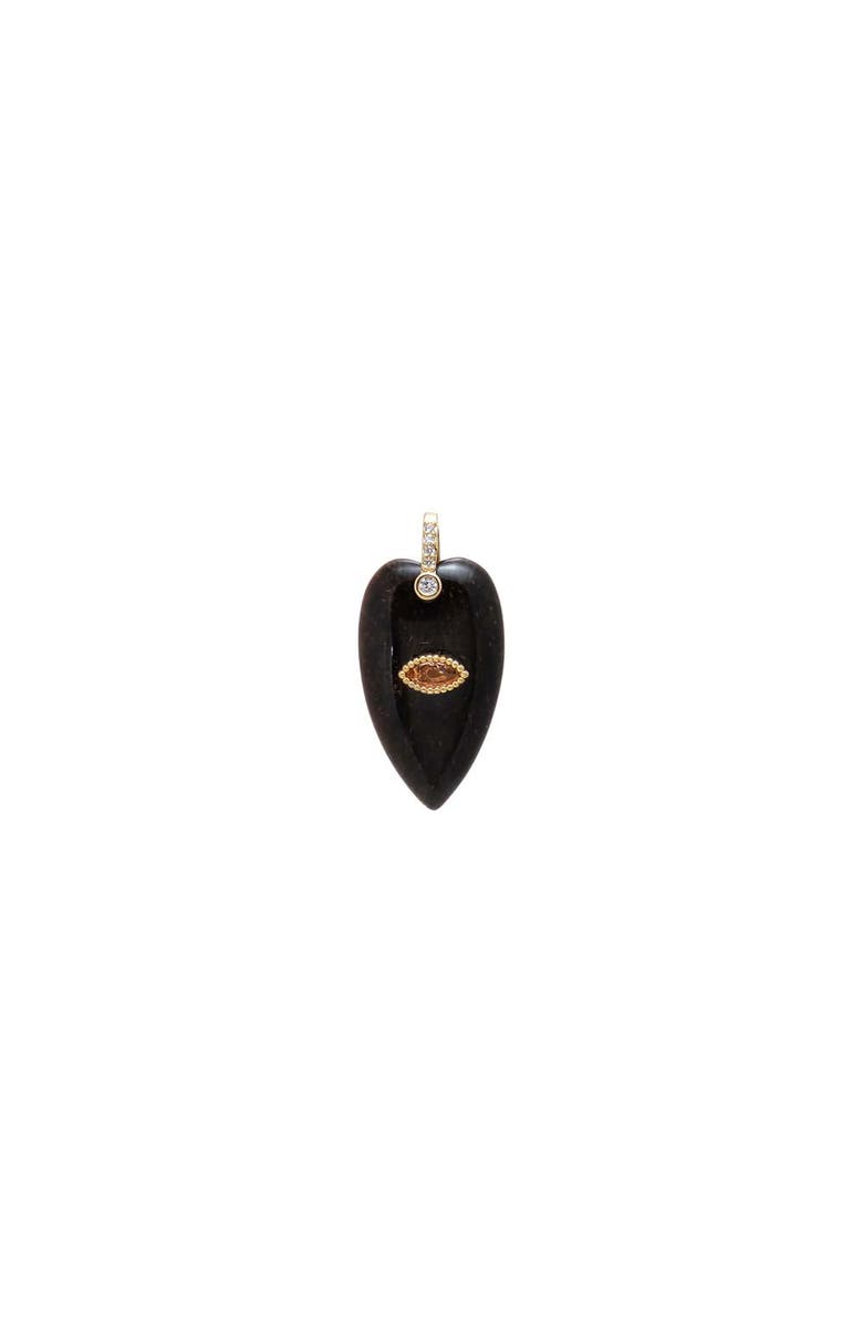 BY ADINA EDEN Evil Eye Elongated Heart Natural Stone Pendant, Main, color, Onyx