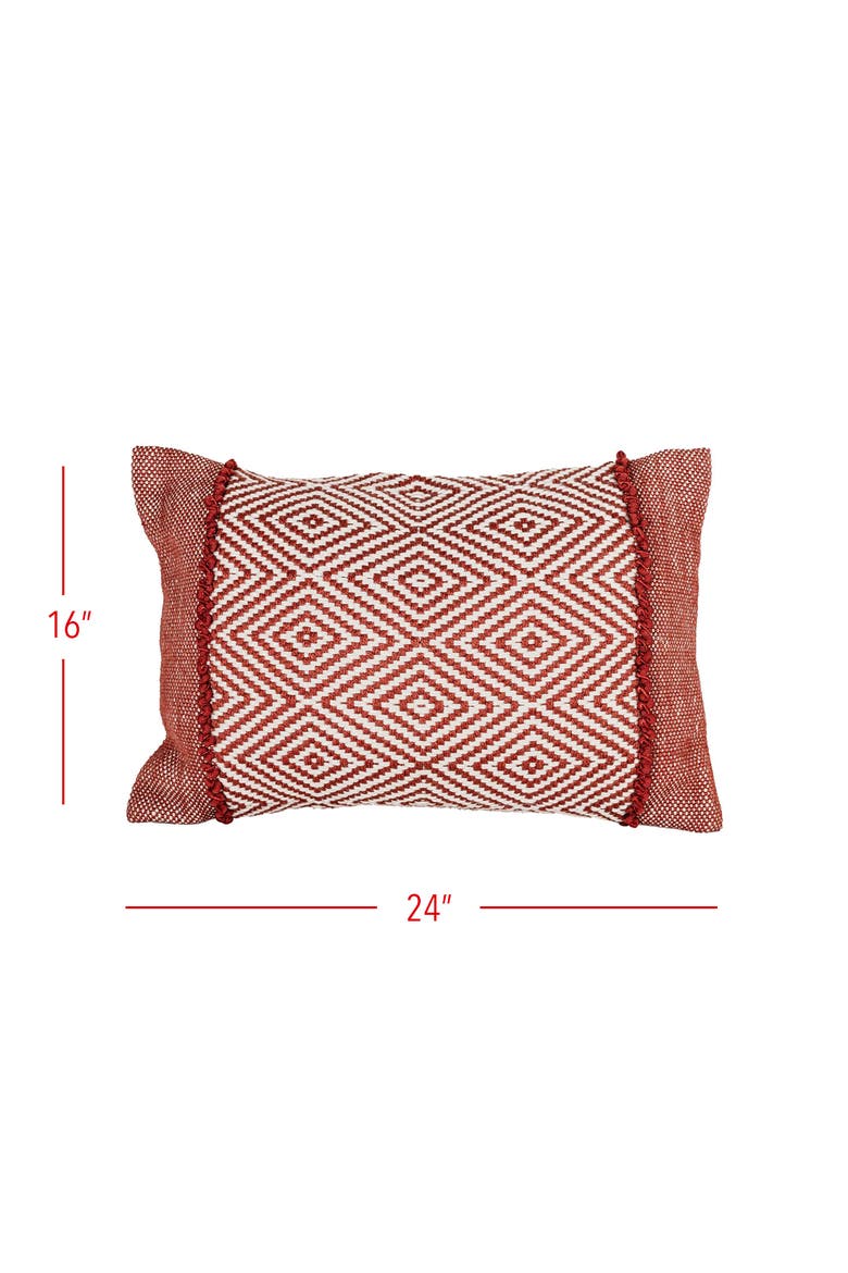 Outdoor Geometric Filled Lumbar Pillow, 16" x 24" Red, Alternate, color, Red