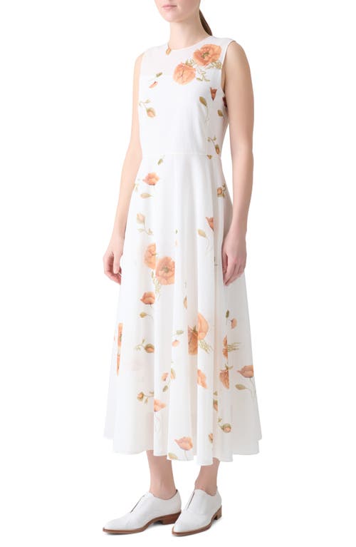 Akris Anemone Print Belted Fit-and-flare Voile Dress