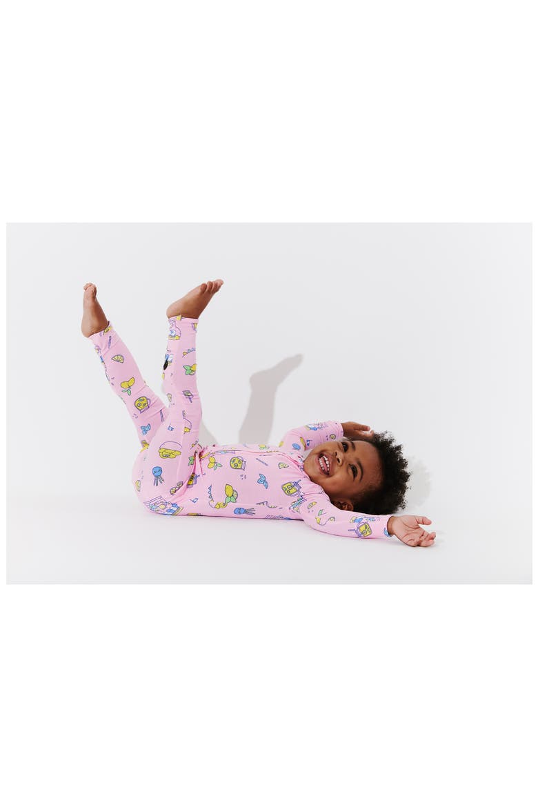 Kids' Pink Lemonade Convertible Footie Pajamas, Alternate, color, PINK LEMONADE