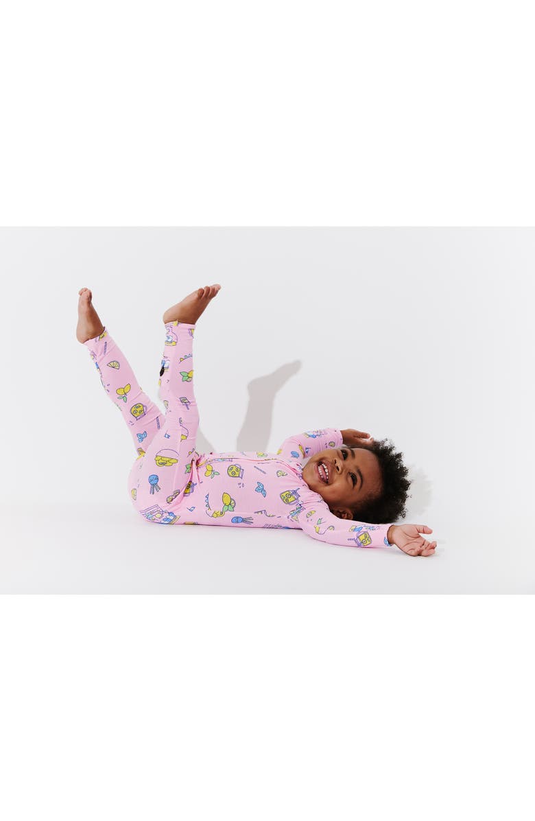 Bellabu Bear Kids' Pink Lemonade Convertible Footie Pajamas, Alternate, color,