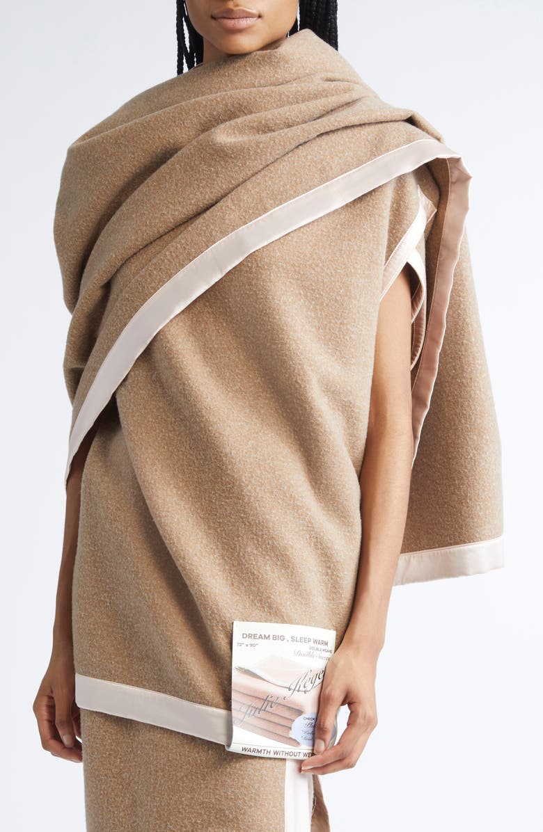 JULIE KEGELS Mafel Asymmetric Wool Blend Wrap Top, Alternate, color, Camel