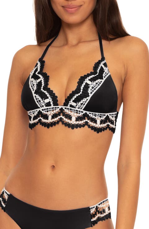 Delilah Crochet Trim Halter Bikini Top