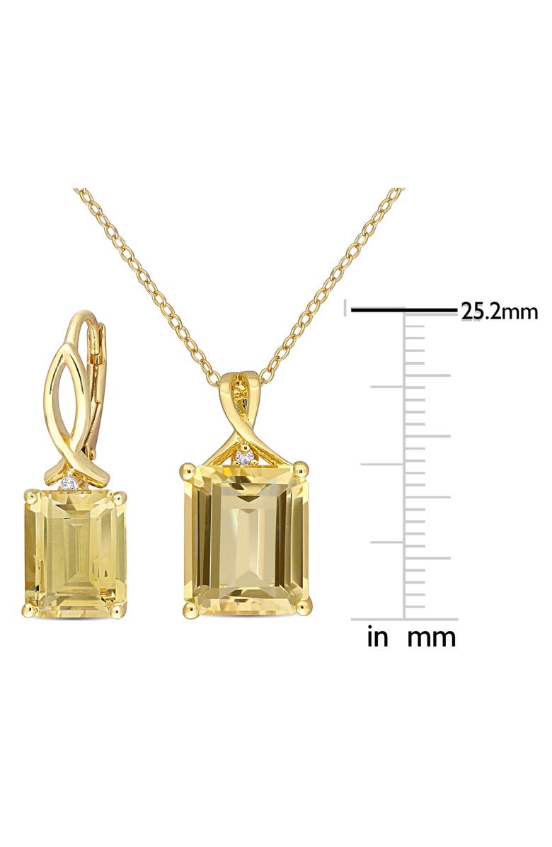 DELMAR Citrine & White Topaz Pendant Necklace & Drop Earrings Set, Alternate, color, 