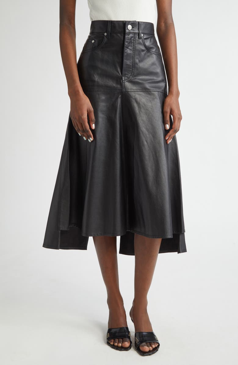 Victoria Beckham Paneled Leather Midi Skirt, Main, color, 
