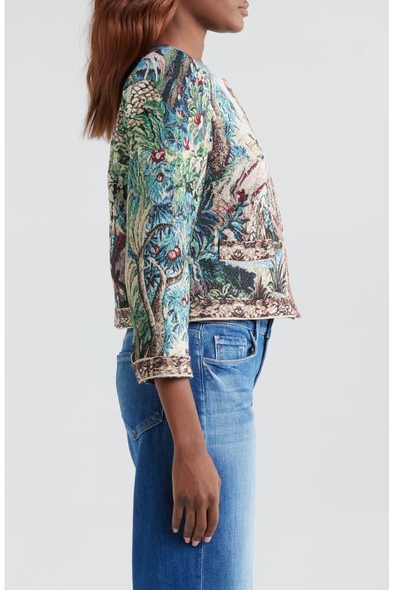 Lian Collarless Crop Cotton Blend Jacket, Alternate, color, MULTI TAPE