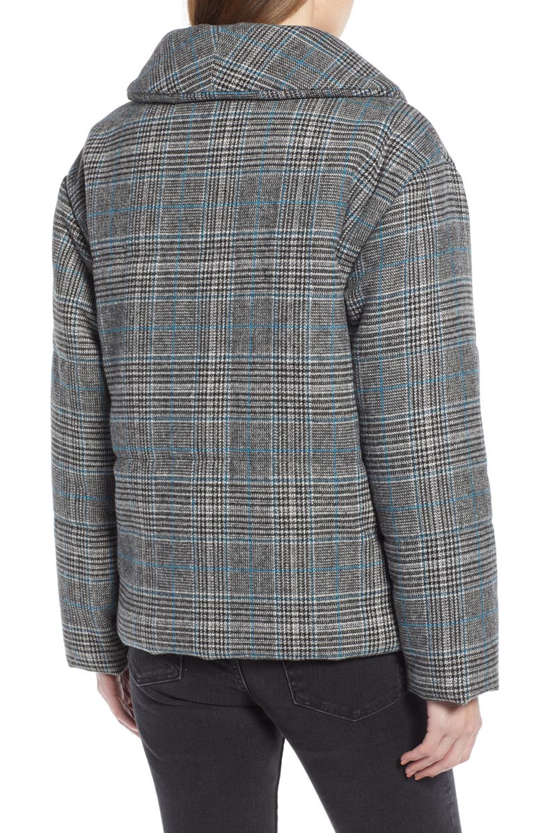 Something Navy Plaid Puffer Jacket, Alternate, color,