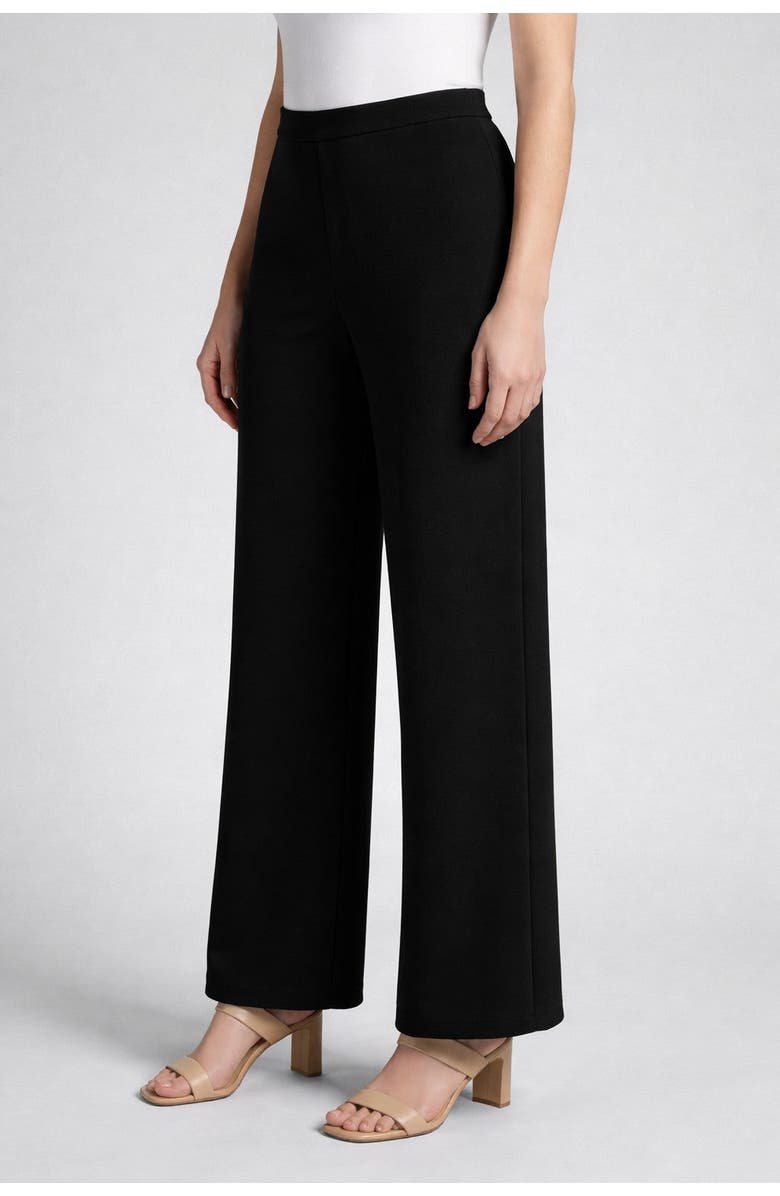Jessica London Stretch Knit Wide Leg Pant, Alternate, color, Black