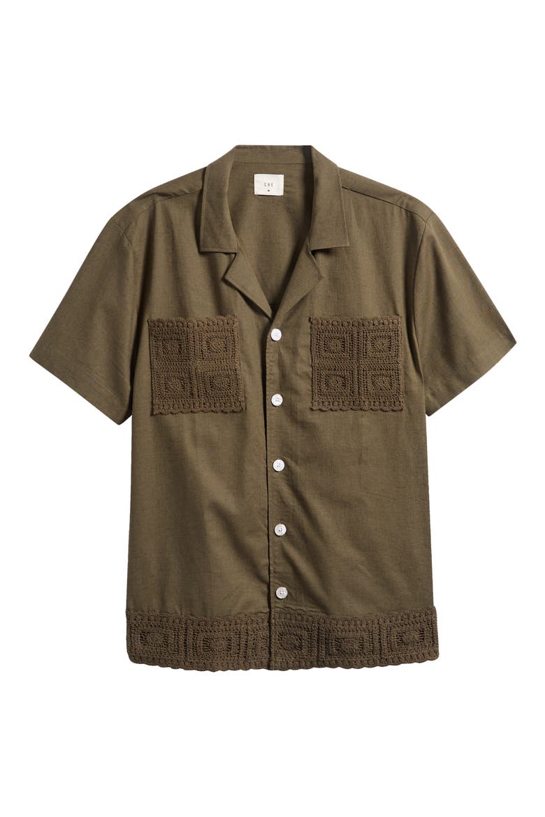 Inigo Cotton & Linen Camp Shirt, Alternate, color, KHAKI
