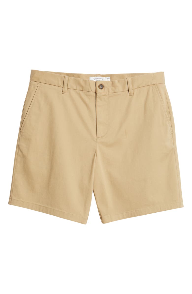 Nordstrom Heron Flat Front Cotton Stretch Twill Chino Shorts, Alternate, color, Tan Stock