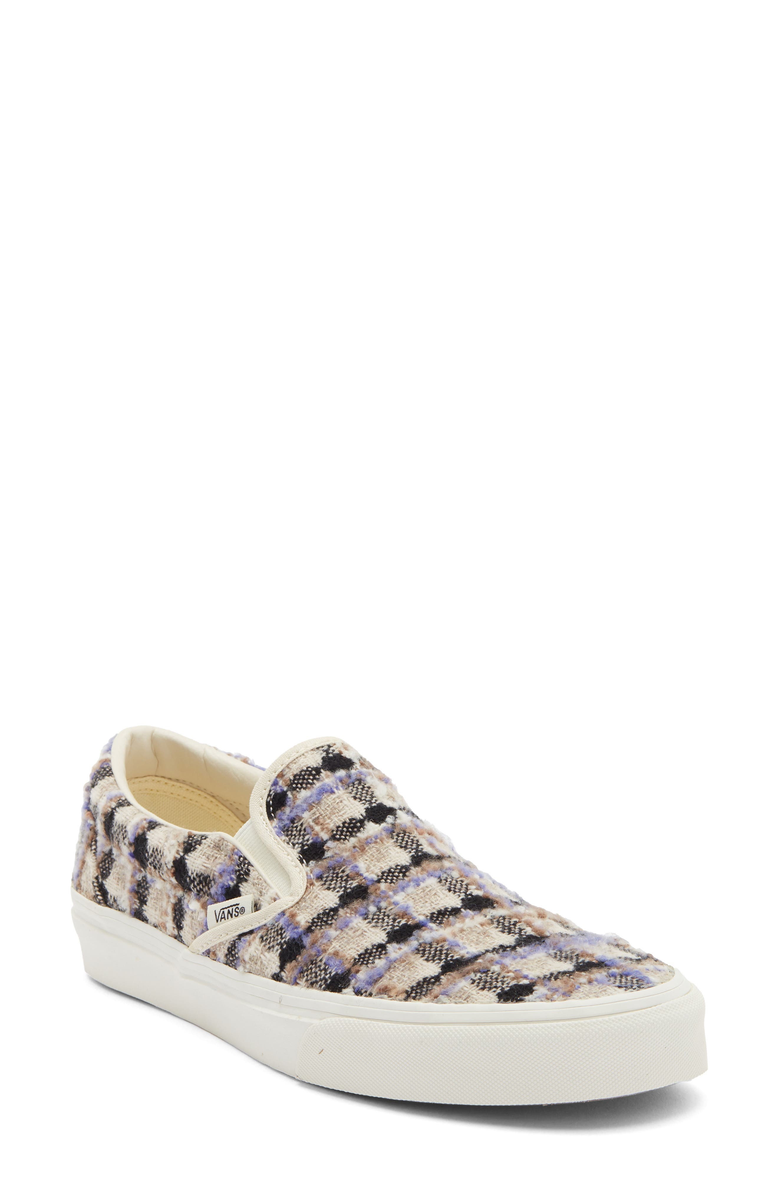Classic Slip-On Sneaker, Main, color, BEADED WHITE CHECKERBOARD