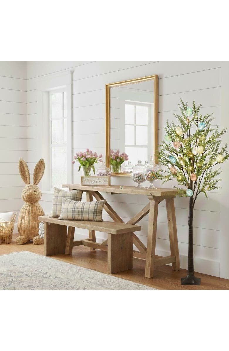 NEARLY NATURAL 3-ft Pre-Lit Artificial Easter Egg Twig Tree with Greens and 48 Warm White LED Lights, Alternate, color, Green