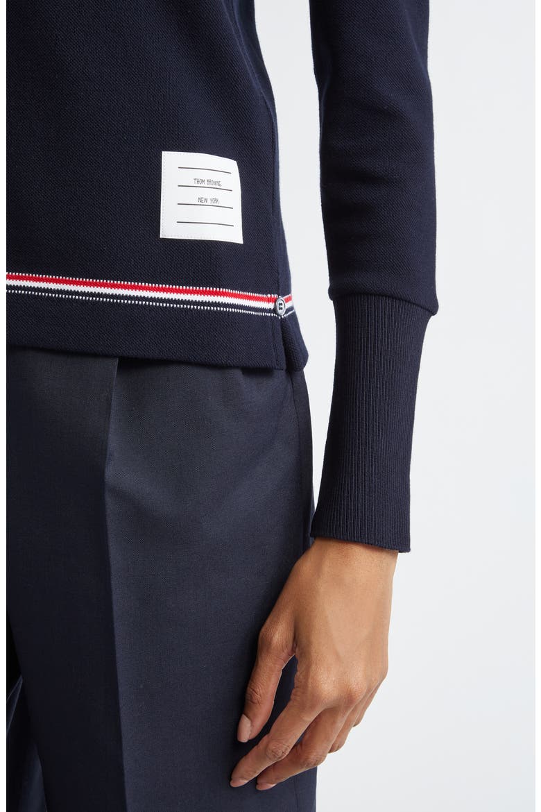 Tricolor Trim V-Neck Sweater, Alternate, color, NAVY