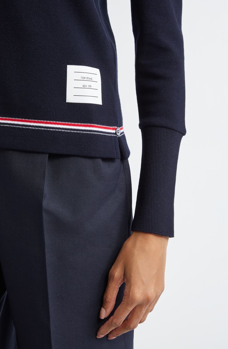 Thom Browne Tricolor Trim V-Neck Sweater, Alternate, color, 