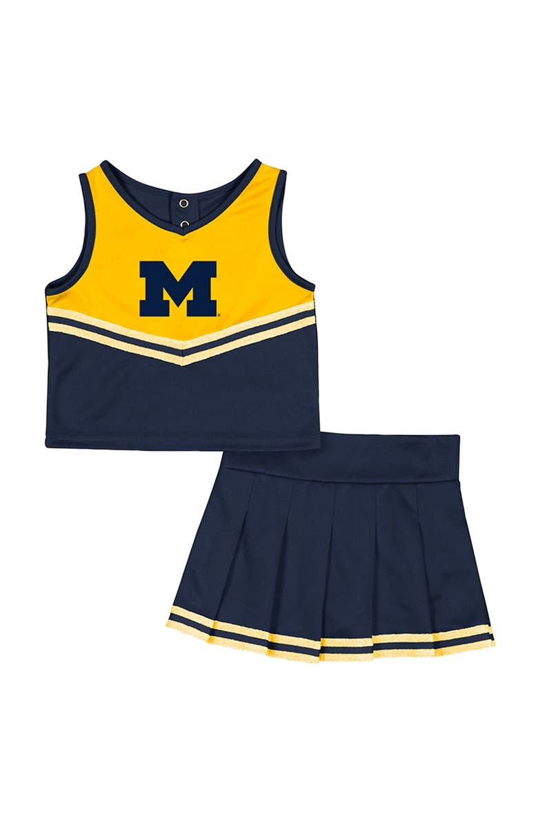 COLOSSEUM Girls Toddler Colosseum Navy Michigan Wolverines Time For Recess Cheer Top & Skirt Set, Main, color, Navy
