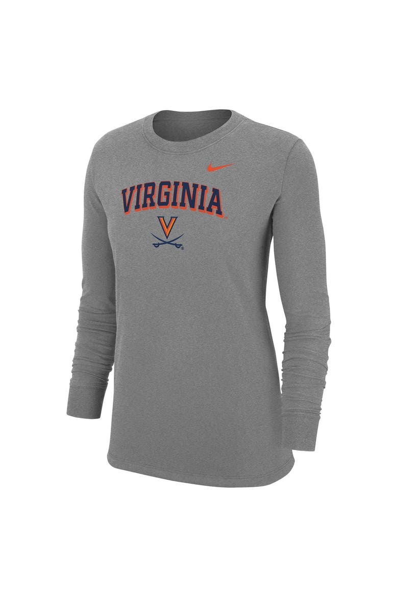 Women's Nike Heather Gray Virginia Cavaliers Core Long Sleeve T-Shirt, Alternate, color, Heather Gray