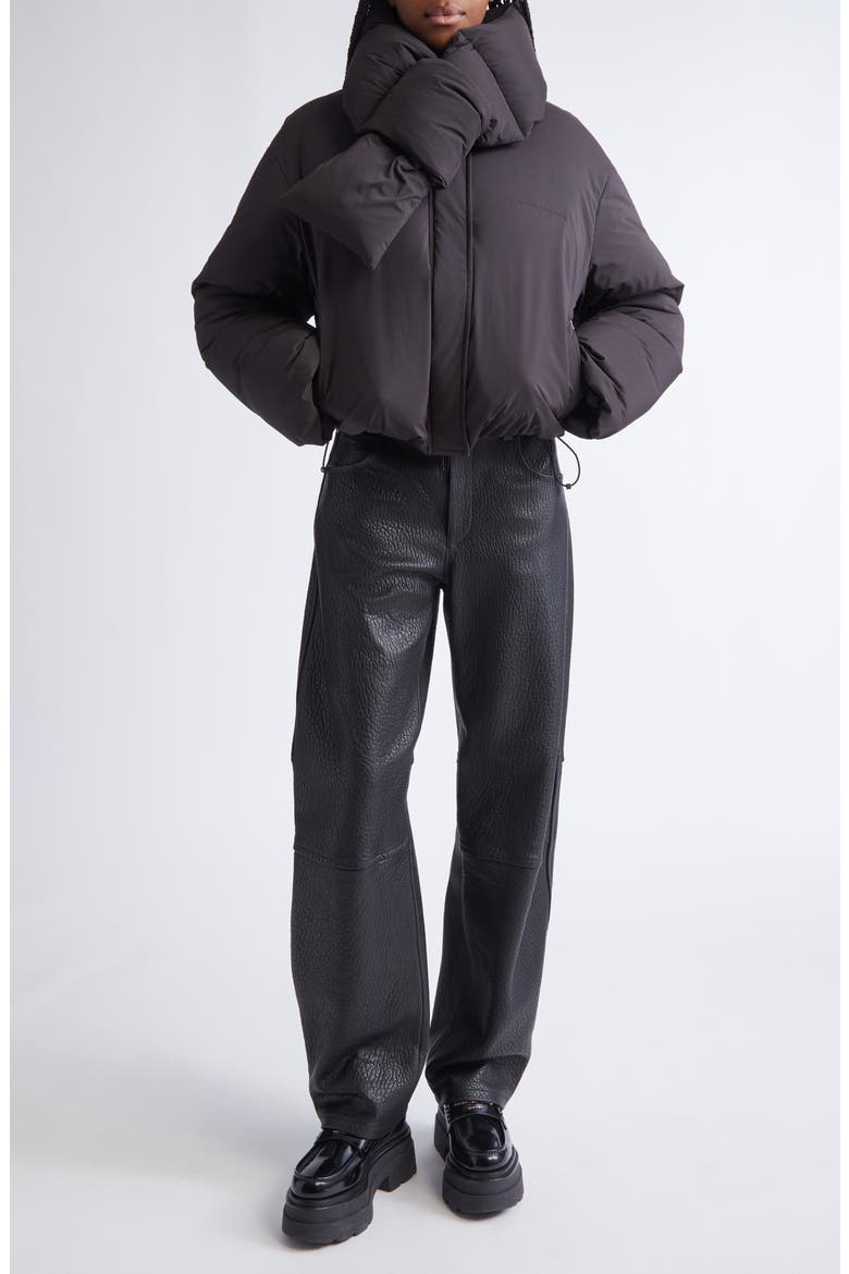 Articulated Low Rise Leather Pants, Alternate, color, 001 BLACK