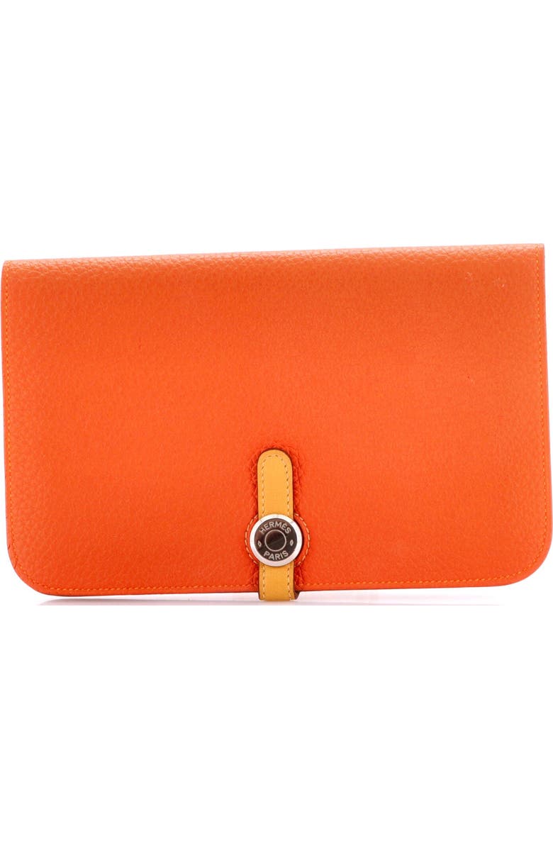 Pre-Owned Hermes Dogon Duo Combined Wallet Leather, Main, color, Feu