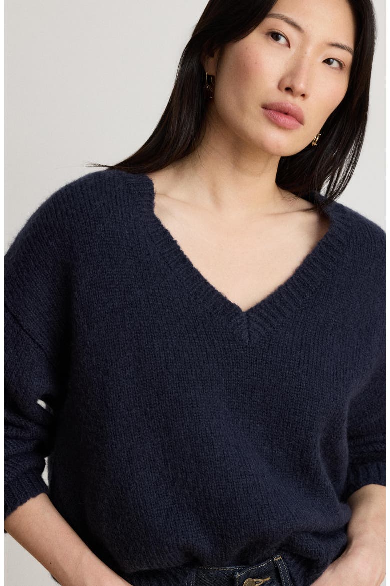 V-Neck Sweater & Scarf, Alternate, color, LAUREN NAVY BLUE