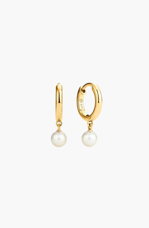 Mira Round Pearl Hoops