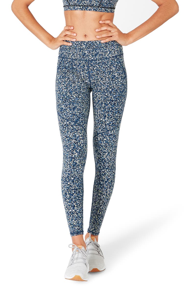 Power Workout Leggings, Main, color, BEETLE BLUE HEXAGON PRINT