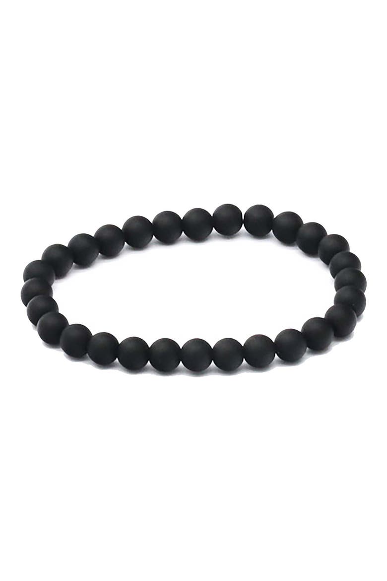 Men's Black Lava Stone Beaded Stretch Bracelet, Main, color, BLACK