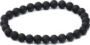 STEELTIME Men's Black Lava Stone Beaded Stretch Bracelet