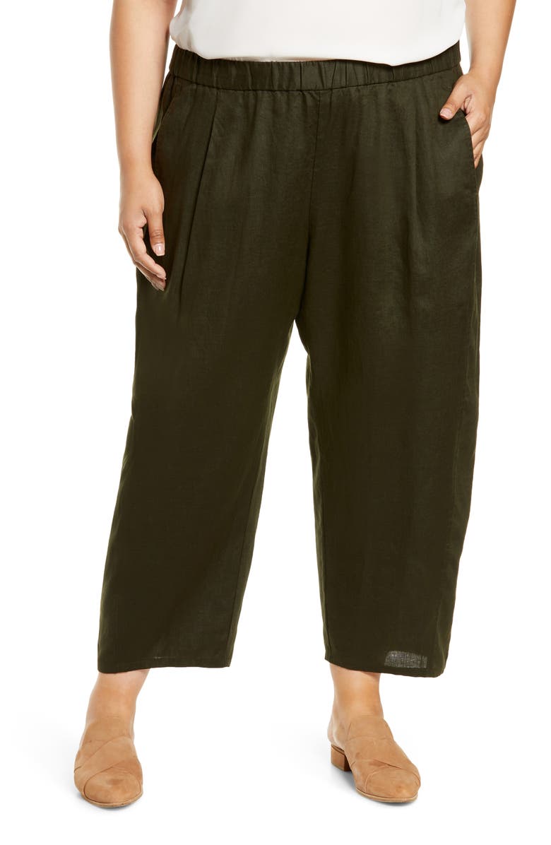 Eileen Fisher Lantern Organic Linen Ankle Pants, Main, color,