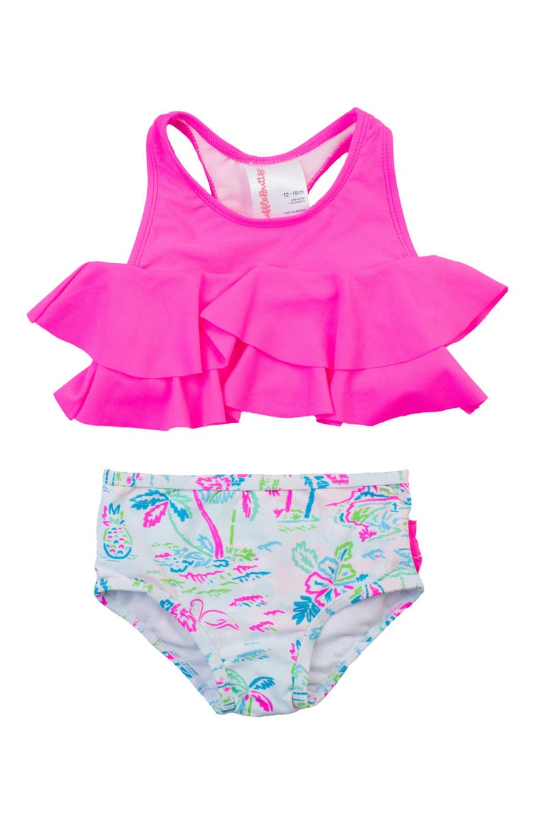 RuffleButts Girls Flounce Bikini, Main, color, Tropical Resort