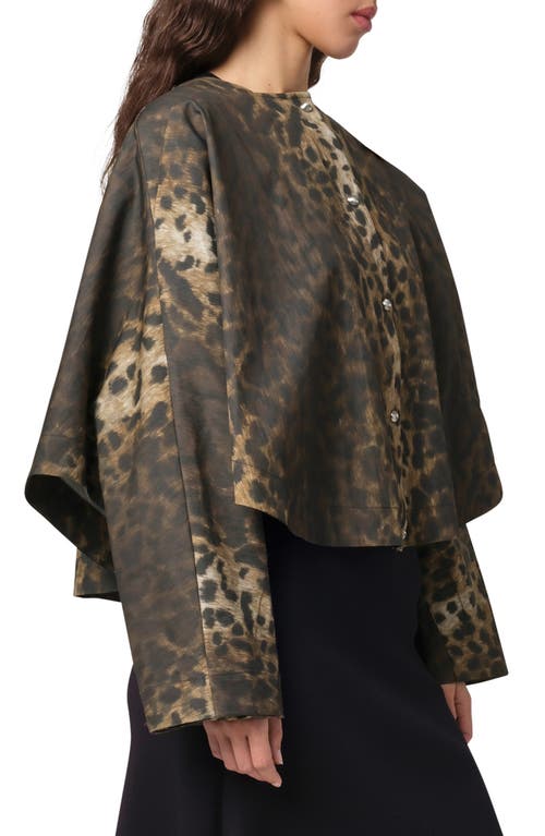 Apparis Quinn Leopard Print Water Repellent Cotton Blend Cape Jacket In Leopard