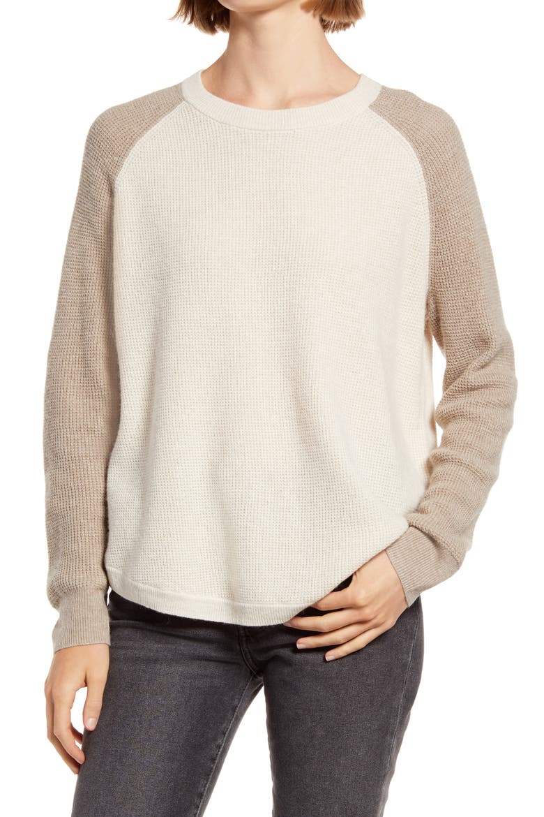 Jane Waffle Stitch Sweater (Nordstrom Exclusive), Main, color, HEATHER CEMENT