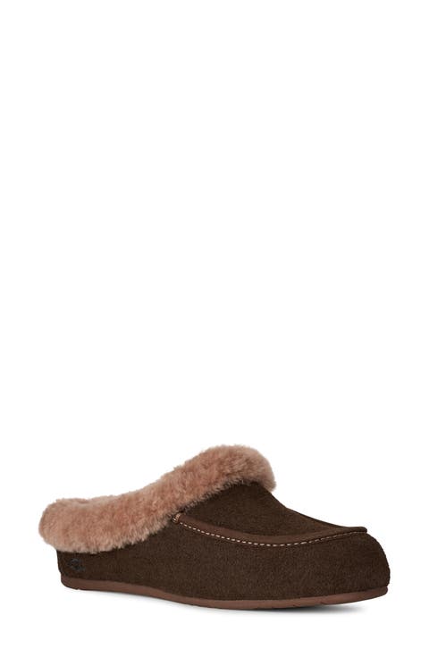 Ansley Genuine Shearling Trim Suede Mule (Women)