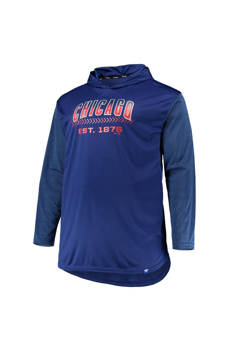 PROFILE Men's Royal/Heathered Royal Chicago Cubs Big & Tall Wordmark Club Pullover Hoodie, Alternate, color, 