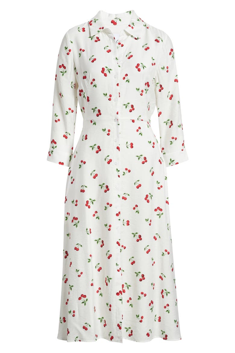Long Sleeve Cherry Print Shirtdress, Alternate, color, CHERRY
