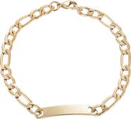 Adornia Men's 18K Gold Plated Figaro Chain ID Bracelet