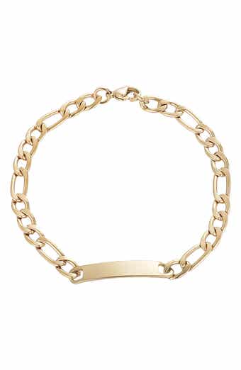 Adornia Men's 18K Gold Plated Figaro Chain ID Bracelet